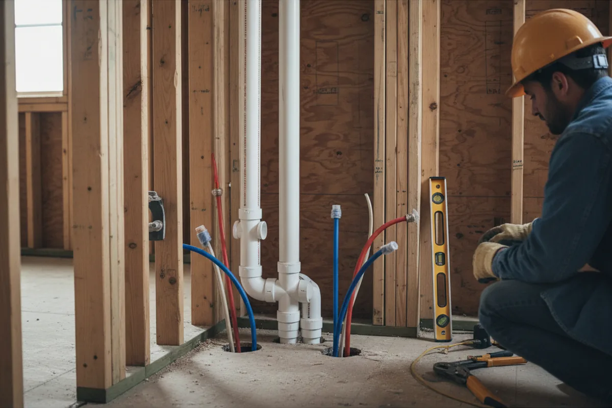 Drain and supply rough-in during Garbage Disposal Repair in Limekiln