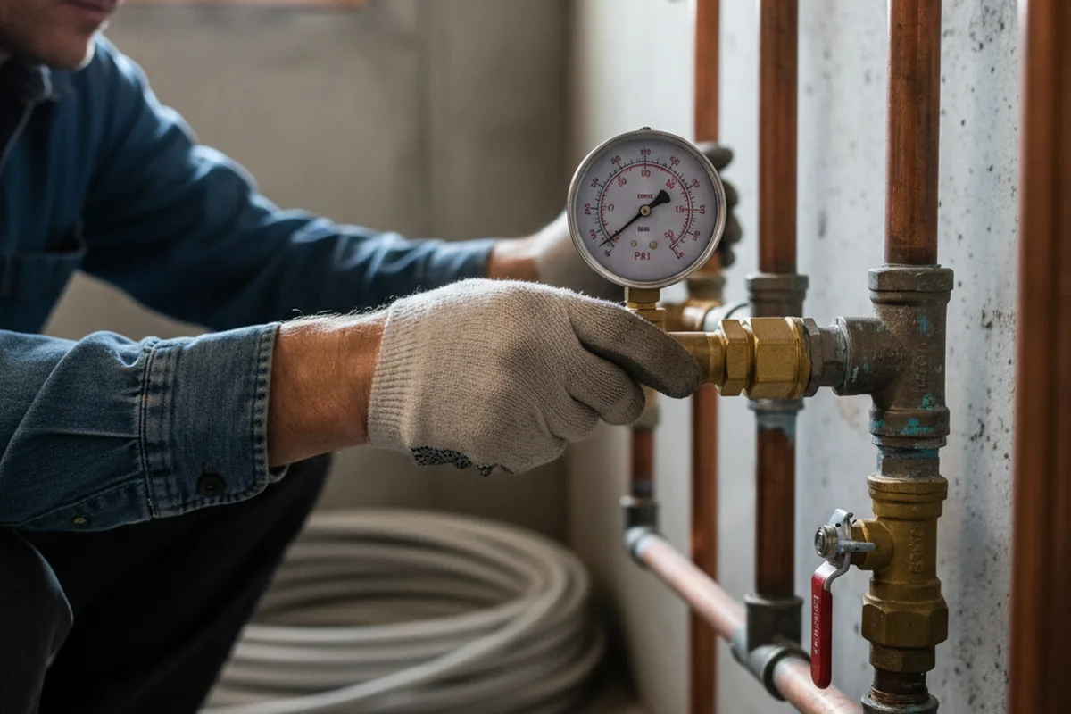 Pressure testing a repaired line during Water Line Repair in Limekiln